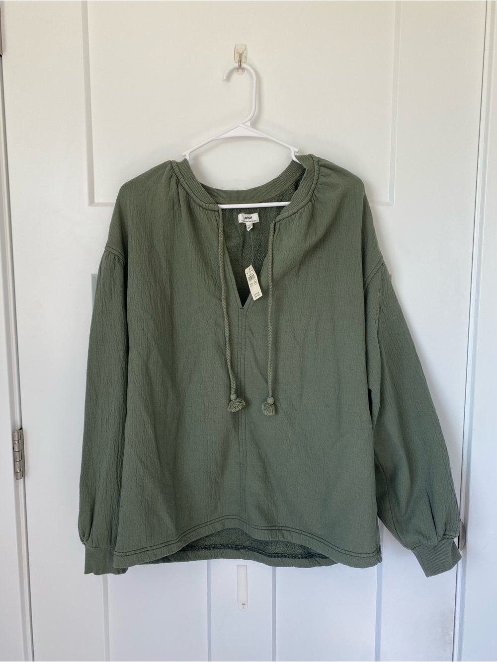 Olive Green Pullover with Drawstring
